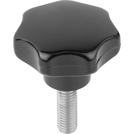 Kipp Star Grip Similar To DIN6336 D=M06X25, D1=32, H=20, Form:L, Thermoset High-Polish Finish Black, K1016.43206X25